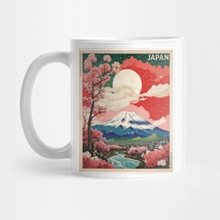 Japan Mt. Fuji Cherry Blossom Vintage Tourism Travel Poster Mug